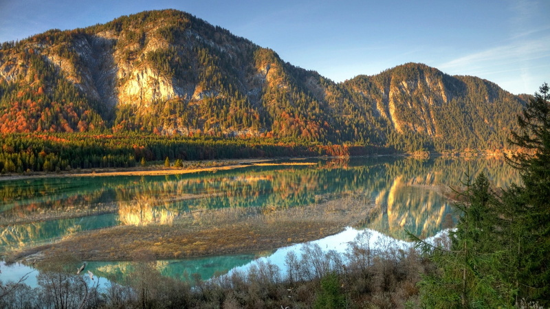 mountains, tranquil scene, outdoors, tree, land, plant, green, nature, HDR, Spring Mountains, USA, tranquility, travel destinations, range, reflection