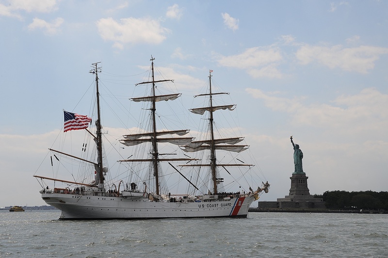 no people, three masted, cutter, sailing, outdoors, the past, mode of transportation, deck, nautical vessel, sailboat, 1080P, patriotism, barque, new york