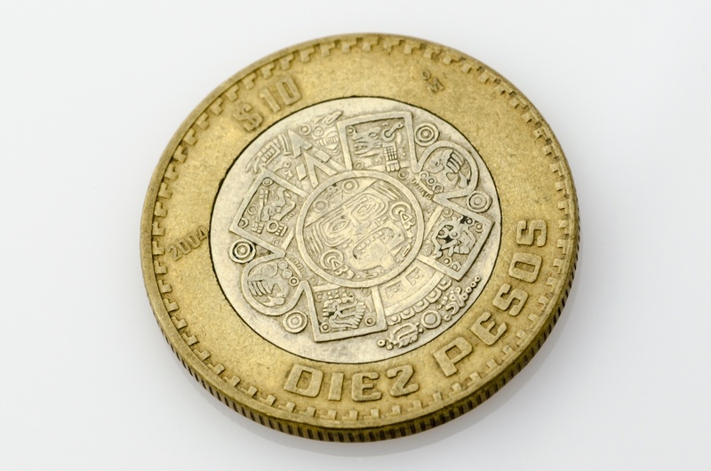 representation, white background, single object, indoors, peso, ten, economy, number, close-up, mexico, business, cut out, money, studio shot, coin, wealth