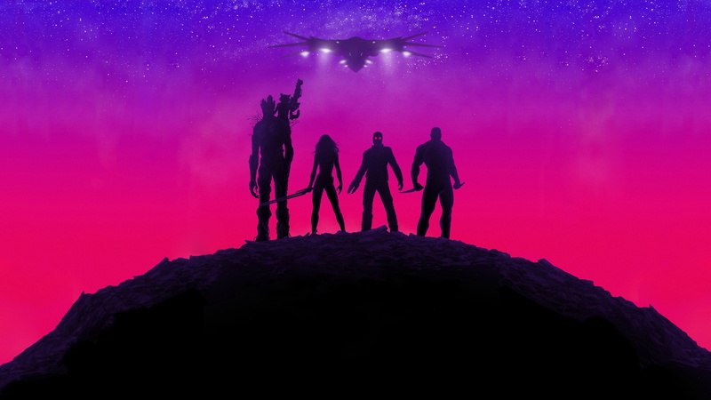 nature, walking, purple, standing, bonding, guardians of the galaxy 4k backgrounds for computer, outdoors, group of people, night, men, silhouette, sky