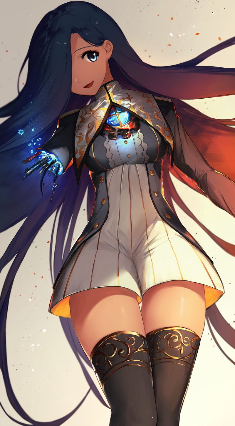 androids, 2K, simple background, thigh-highs