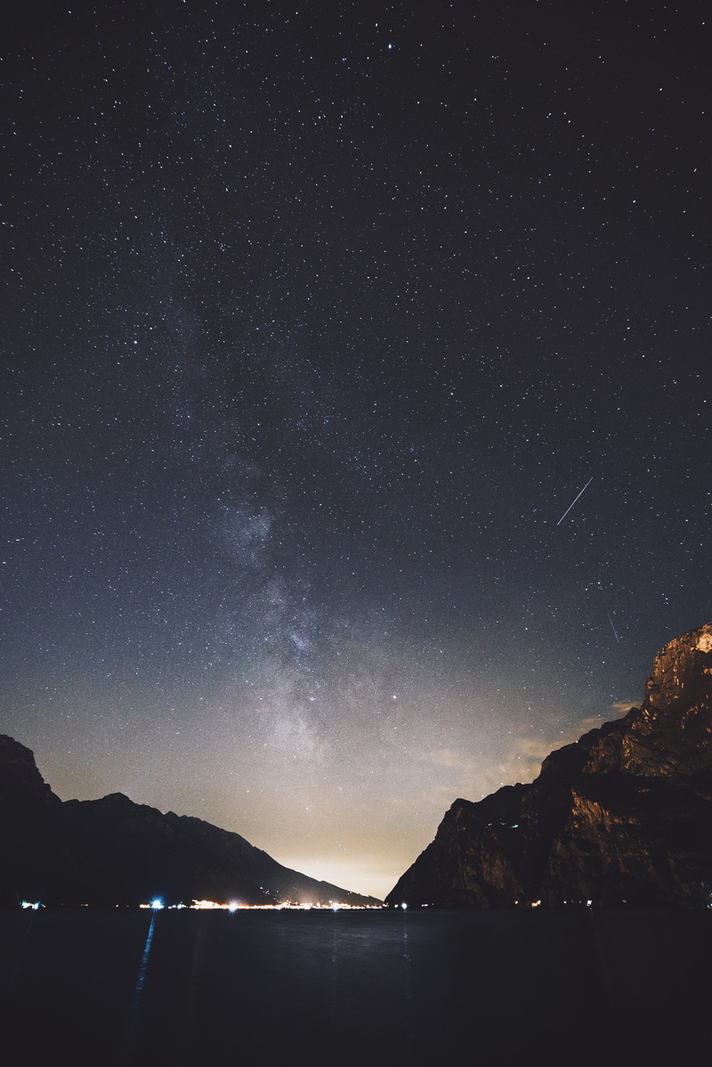 milky way, silhouette, nature, infinity, android, riva, constellation, space and astronomy, space, galaxy, android backgrounds, mountain, ocean