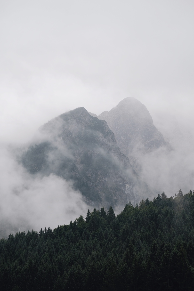 green, forest, growth, clouds, hd, mountain, beauty in nature, white, iphone, covered, peak, sky, no people, mountain peak