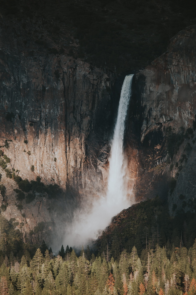 horsetail, near, flowing, no people, travel, daytime, formation, flowing water, rock formation, nature, environment, scenics - nature, water, waterfall
