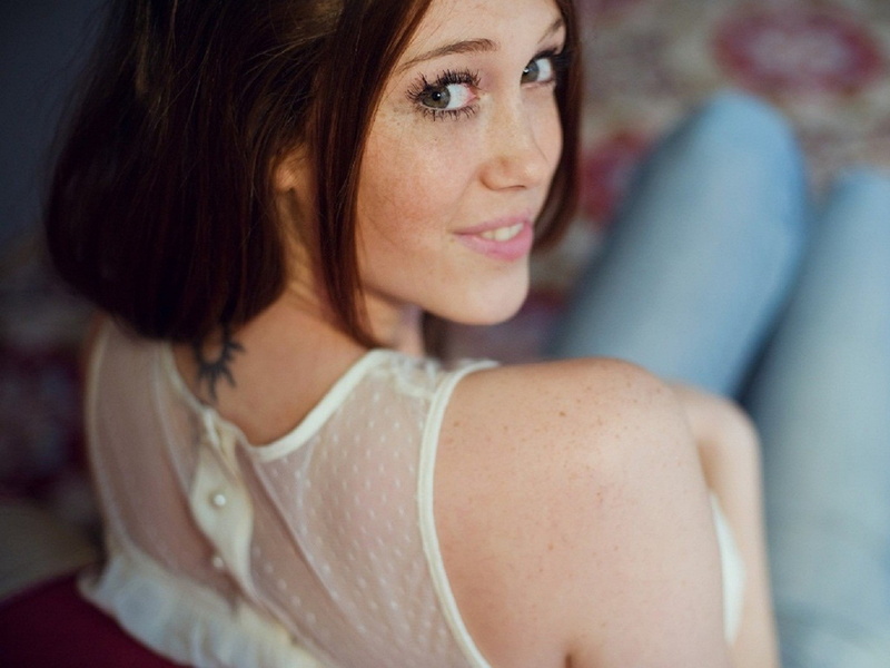 young adult, headshot, top, beige, hairstyle, freckles, sleeveless, contemplation, women, looking at camera, adult, Charlotte Herbert, looking, beauty