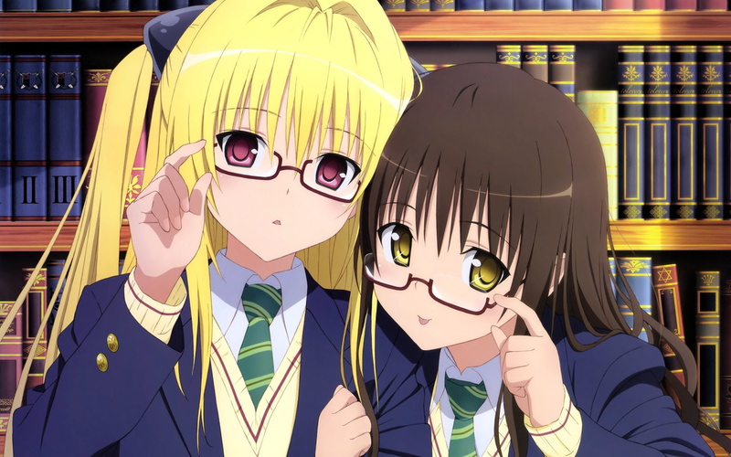 Glasses, To Love-Ru, School Uniform, 1080P, Blonde, Long Hair, Mikan Yuuki, Anime, Brown Eyes, Golden Darkness