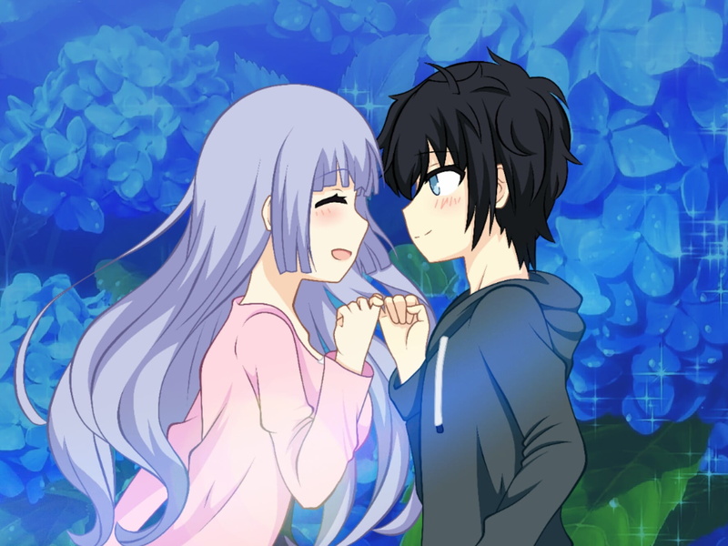 two people, blue eyes, women, blue, creativity, original characters, emotion, clothing, Satou Matsuo, blush, mannequin, flowers, friendship, real people