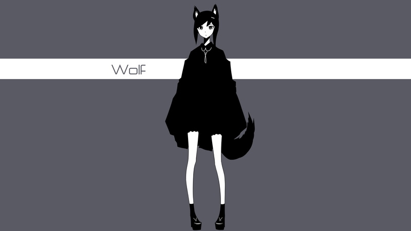 tail, tie, simple background, original characters, inumimi, jacket, short hair, anime girls, 2K
