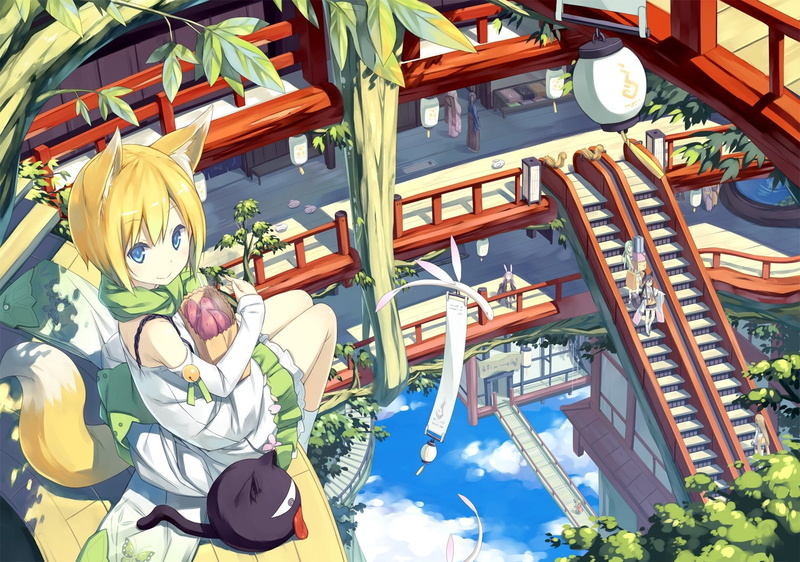 Shopping, anime, Fox Girl, Anime Girls, Inumimi, 720P, Animal Ears, Original Characters