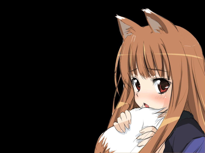 animal, ears, wise, spice, 720P, simple, inumimi, wolf, holo, background