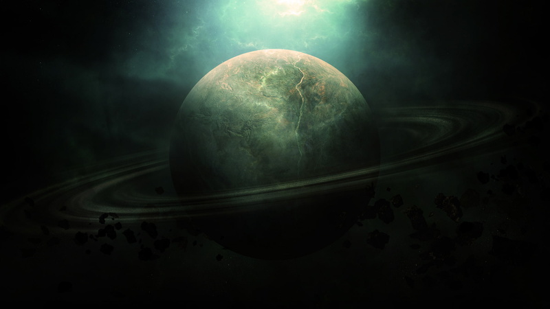 Saturn, meteorites, space, 1080P