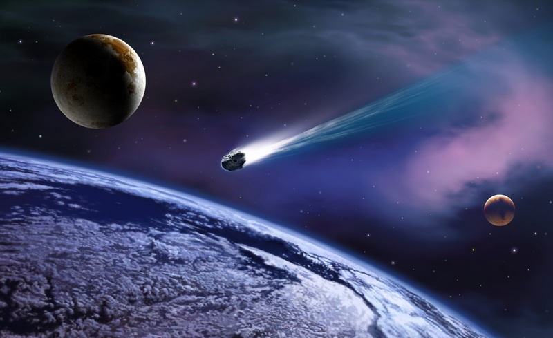 nature, satellite view, planet earth, galaxy, 1080P, Space, comet, night, science, no people, black, eclipse, solar system, meteorite, planet - space