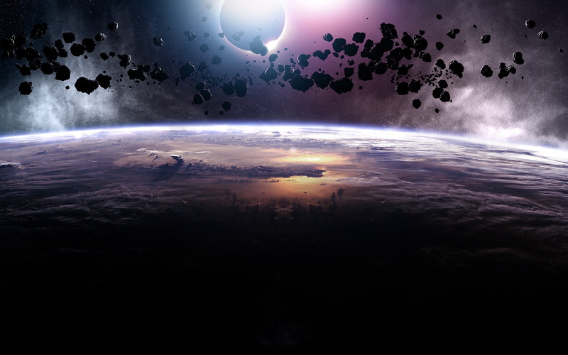 space, asteroids, eclipse, 1080P, art, outer, meteorite