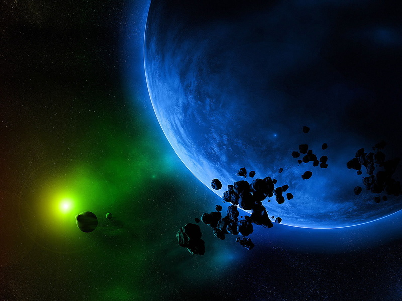 planets, multicolor, 720P, space, outer, bright, meteorite, asteroids, rainbows