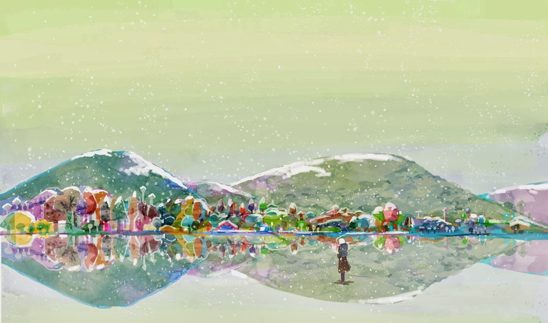 1080P, artwork, Mushishi, reflection, snow