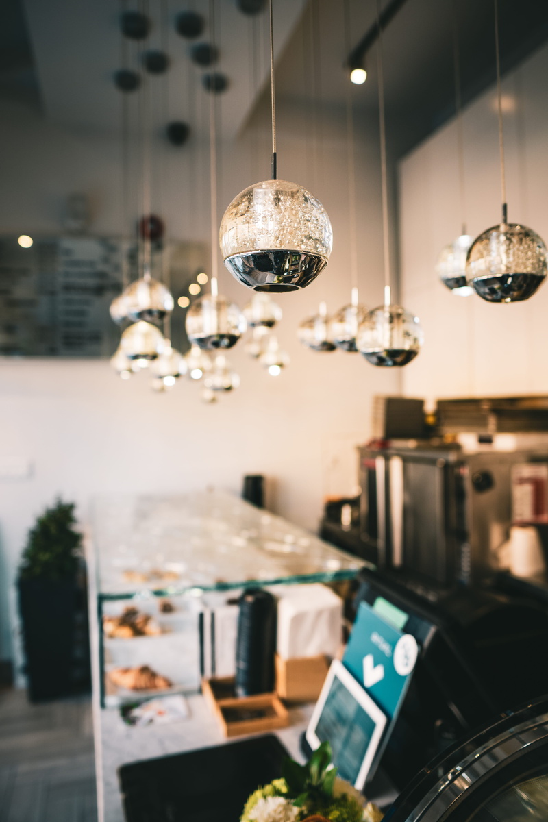 interior design, crystal, light fixture, technology, 5K, glass - material, pendant, wood, pendant light, decoration, furniture, lighting equipment, shoe shop