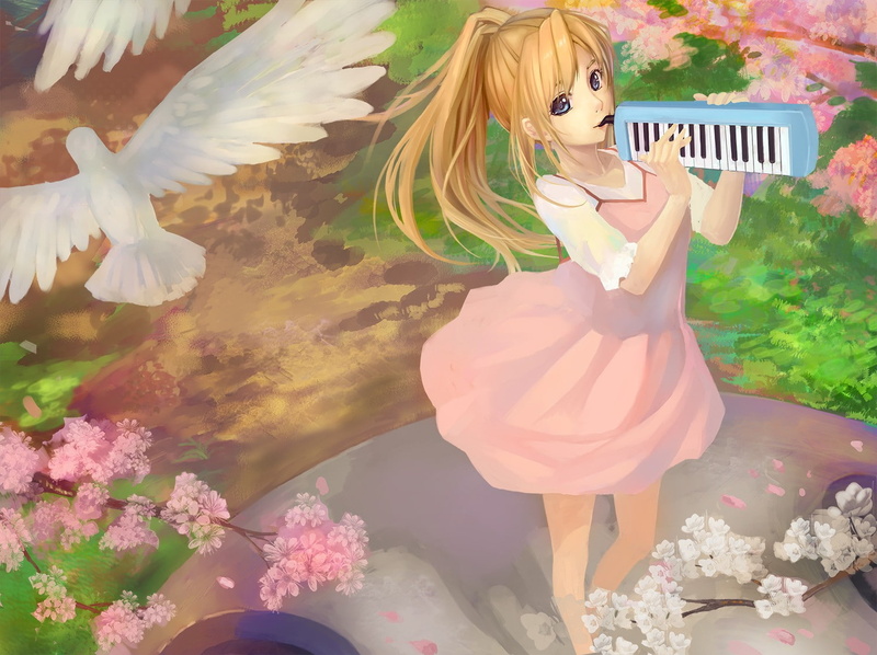 standing, beautiful woman, flowering plant, beauty in nature, flower, Miyazono Kaori, anime girls, hairstyle, fashion, one person, women, lifestyles, nature