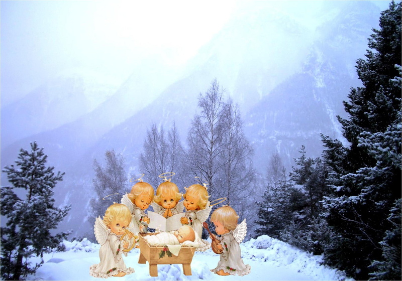 nature and landscapes, winter, jesus, morehead, born, angel, christmas, card, 1080P