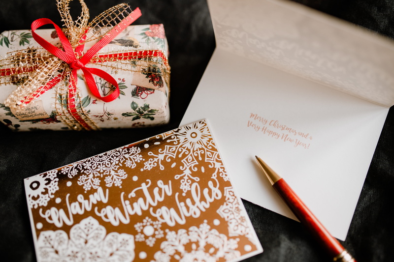 holiday, indoors, celebration, mery christmas, gift box, high angle view, pen, table, gift, card, pattern, winter, wishing card, xmas, greeting, no people