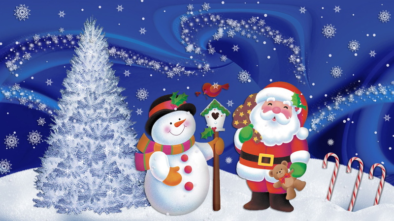 winter, desktop, hd, 1080P, snow, santa, holiday, snowman, christmas, claus