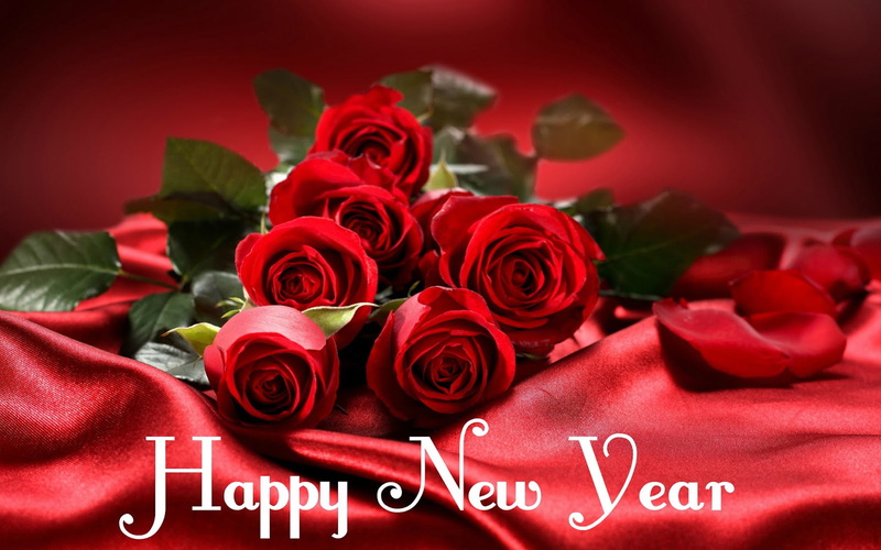 1080P, images, happy, greeting, year, new, card, roses, flower, red