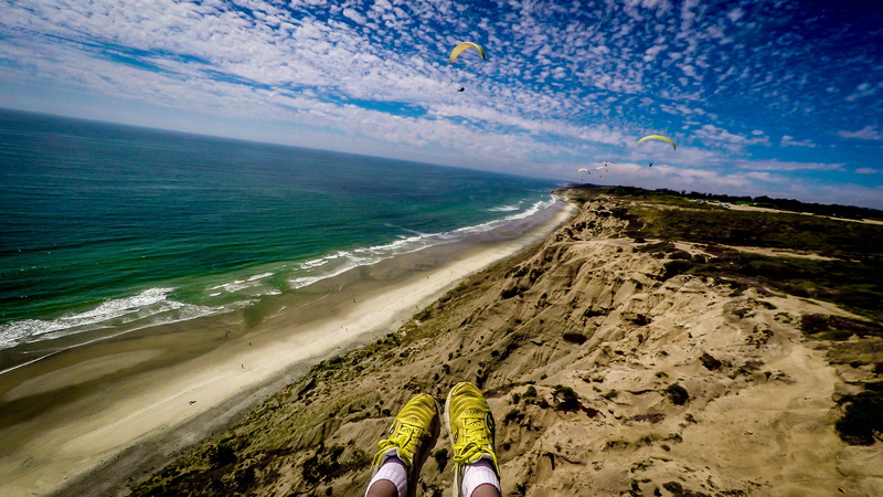 blue, shoes, scenics - nature, photography, paragliding, human leg, sea, achievement, blue sky, low section, human limb, michael liao, adventure, limb