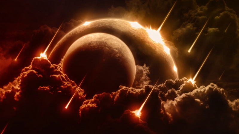 digital art, space art, 1080P, planet, clouds, space, shooting stars