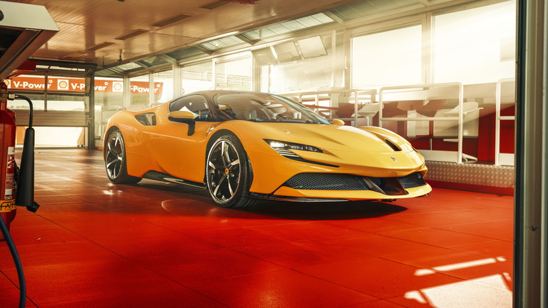 Ferrari SF90 Stradale, Vehicle, Sport Car, Yellow Car, Supercar, Car, 5K, Ferrari