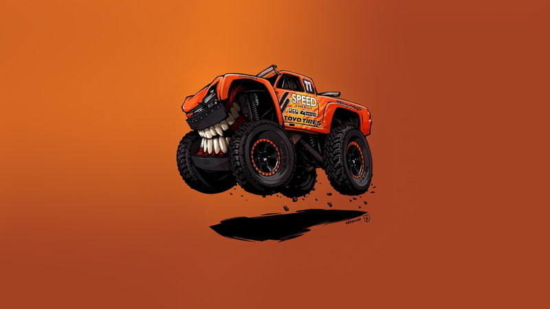 Car, Teeth, Machine, Art, Andrey Pridybaylo, Vehicles, Transport, by Andrey Pridybaylo, Background, Auto, BeastedUp!, Grin, 1080P, Creatures, SUV, Illustration