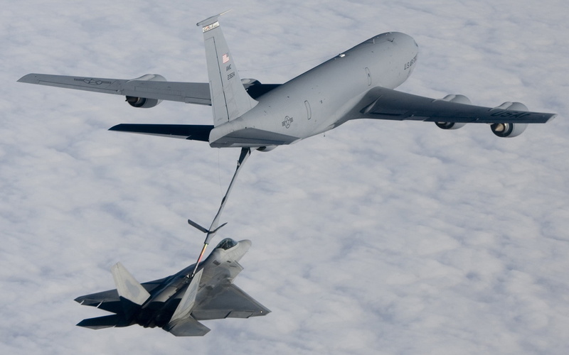 Military Aircrafts, Lockheed Martin F-22 Raptor, Airplane, Military, Boeing KC-135 Stratotanker, Aircraft, 1080P