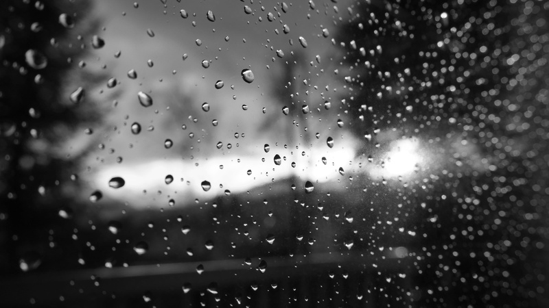 close-up, day, nature, wet, black and white, window, focus on foreground, indoors, 4K, glass - material, glass, backgrounds, full frame, rainy season