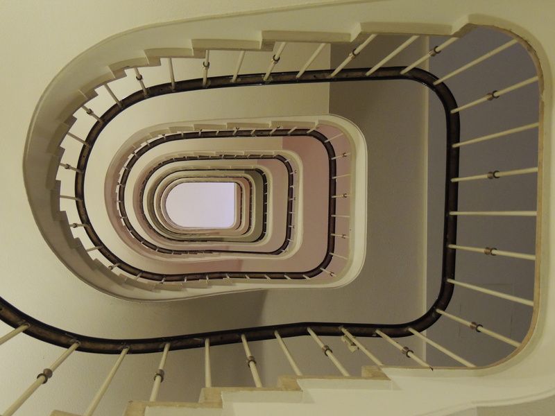 building, atmosphere, Romance, built structure, repetition, railing, shape, Vienna, spiral, diminishing perspective, steps and staircases, directly below