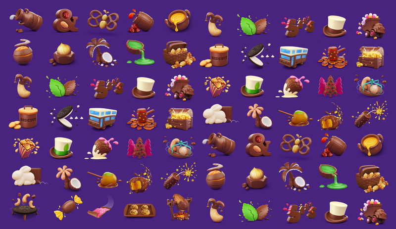 rendering, food, snacks, AJ Jefferies, 2K, childrens, sweets, Cadbury Dairy Milk Icons