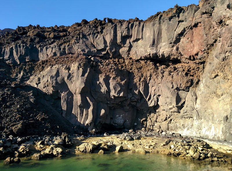 no people, physical geography, rock - object, tranquility, the thermal lake, rock formation, non-urban scene, 2K, spain, geology, volcanic lake, palma