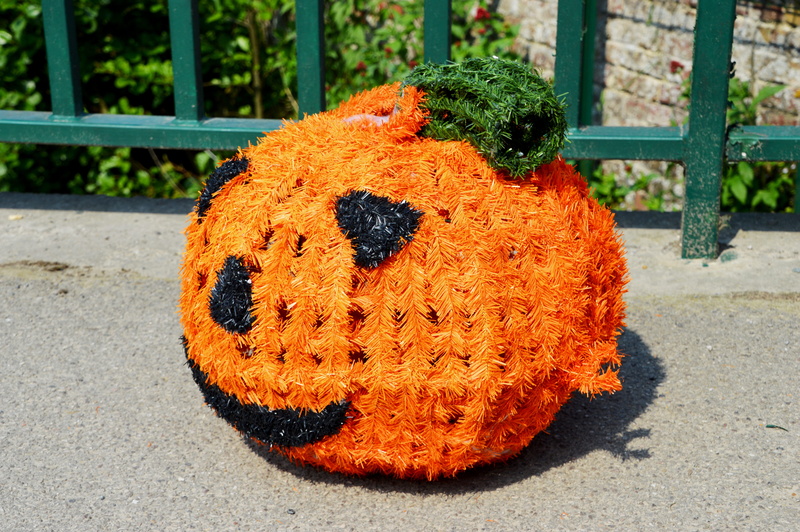 halloween decorating, halloween, day, decoration orange, 5K, animal representation, head orange, street, close-up, outdoors, decoration material, decoration