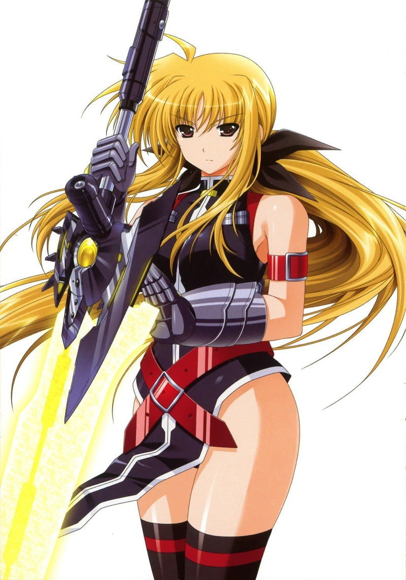 sport, three quarter length, beautiful woman, yellow, young adult, competition, holding, lifestyles, 720P, adult, one person, Mahou Shoujo Lyrical Nanoha