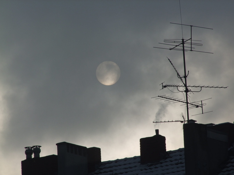 no people, house, Roof, smoke, lighting, tile, mystical, clouds, moonlight, outdated technology, moon, old, astronomy, sky, night sky, abendstimmung, architecture