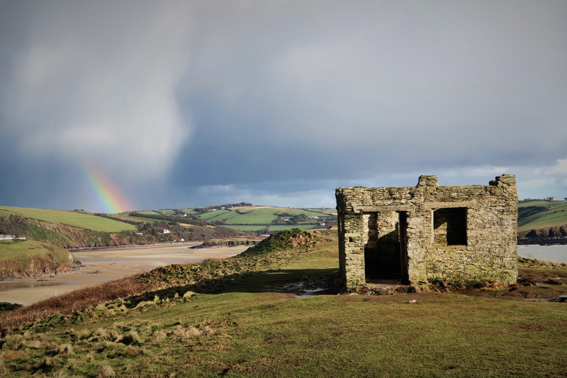 scenics - nature, tranquility, land, sea air, architecture, south devon, sunset, ruined, built structure, chapel, nature, seaside, ruin, ancient civilization