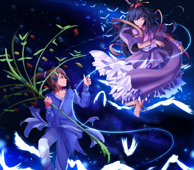 Brown Hair, Original, Tanabata, Girl, Brown Eyes, 1080P, Blue Hair, Anime, Blue Eyes