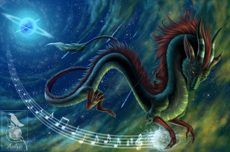 decoration, fantasy, glowing, vertebrate, invertebrate, backgrounds, galaxy, marine, space, blue, swimming, dragon, computer Graphic, notes, no people