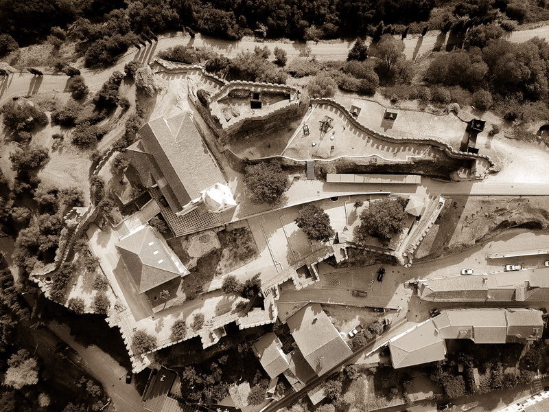 spark, architecture, damaged, messy, land vehicle, construction site, transportation, drone picture, broken, portugal, no people, aerial, church, sunlight