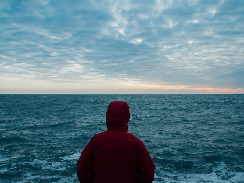 4K, explore, find, uk, lifestyles, red, coat, cloud - sky, person, real people, nature, water, standing, sea, leisure activity, cloud, looking at view