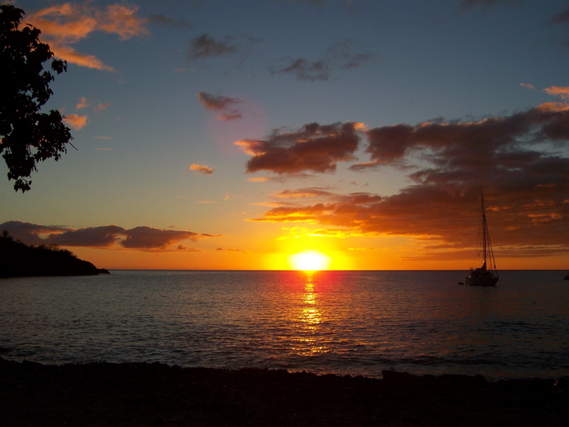 cloud - Sky, Small, Beach, Guadeloupe, nature, idyllic, blue, sunlight, small cove, nautical vessel, Boiling, silhouette, coastline, sea, sailboat, horizon Over Water