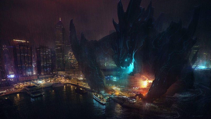 hong kong, 1080P, concept art, kong, cities, hong, vs, night, china, monsters, hong kong bay, rain, destruction, ships