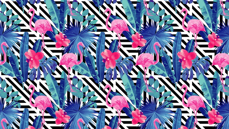 Artistic, Flamingo, Pink, Pattern, Animal, Trippy, 1080P