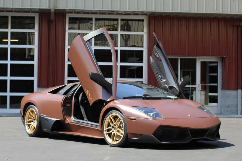 brown, guillotine, drives, the building, doors, Murcielago, gold, Lamborghini, lp640, 5K