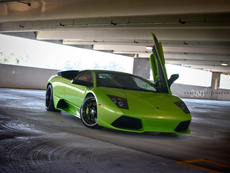 Lambo, no people, indoors, green, land vehicle, built structure, stationary, the door, motor vehicle, 1080P, parking garage, sports, luxury, day, vintage car