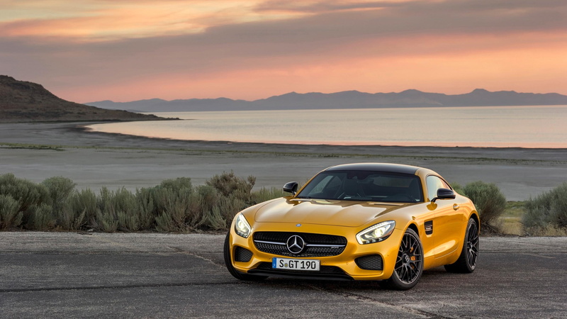 amg, car, 2015, sports, gt, mercedes benz, yellow, solarbeam, mercedes, cars, 2K
