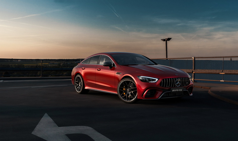 rims, car, photography, Mercedes-AMG GT, 2K, sports car, red cars, street, contrails