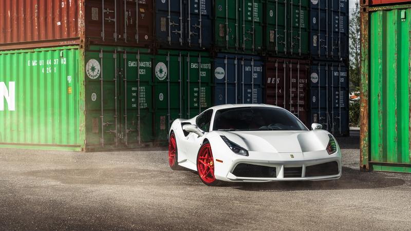 4K, ferrari, sypder, containers, near, Ferrari 488 GTB, white, shipping, 8K, 5K